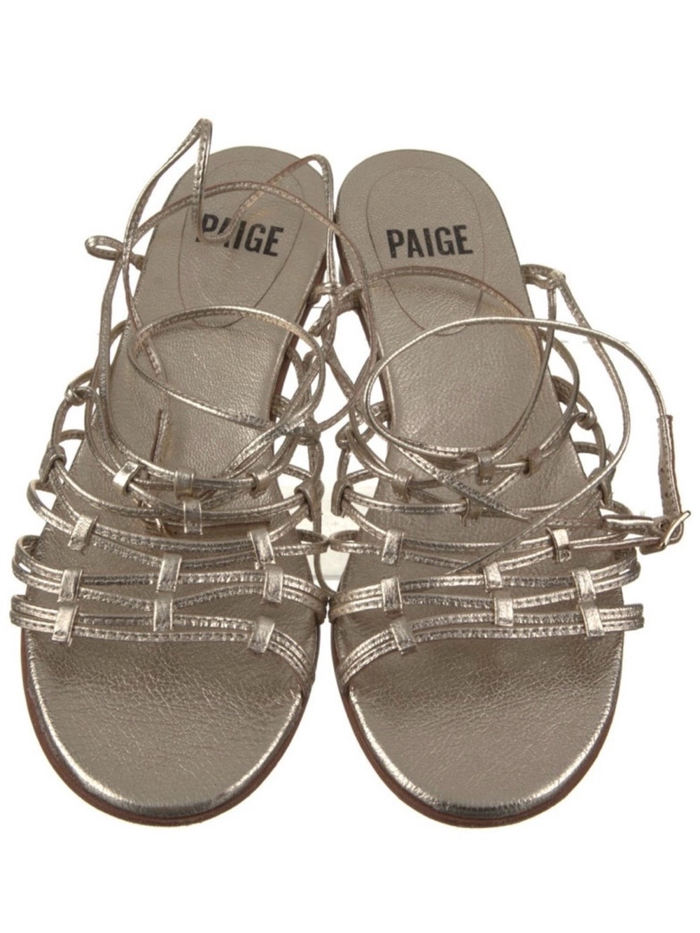 Paige Gamble Gold Strappy Leather Sandal - Picture 3 of 4